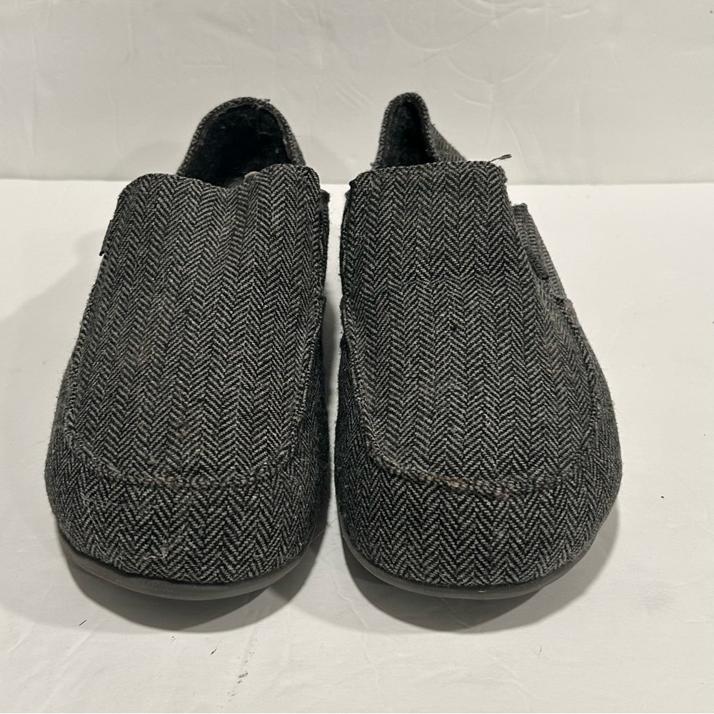 VIONIC MENS MAXWELL DARK GREY HERRINGBONE SLIPPER CANVAS, ORTHOTIC, COMFORT, 13 - Picture 2 of 13